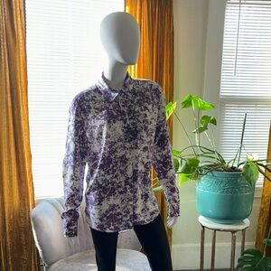Urban Outfitters Purple and White Tie-Dye Button-Down Shirt